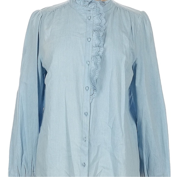 Sézane Chlo Shirt Chambray Blue FR 42 / US 10 / XL - Picture 4 of 8
